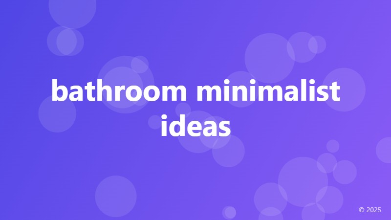 bathroom minimalist ideas